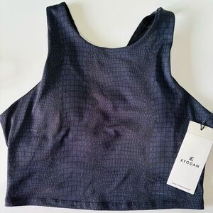 NWT Kyodan Shimmer Snake Print Crop Tank Top Built-in Bra Navy Blue Size M #137